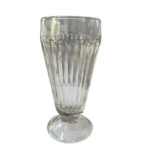 VTG Milkshake Parfait Float Glass Pedestal Heavy‎ Clear Soda Fountain Dessert